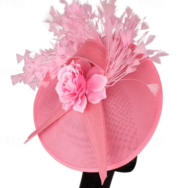 Fascinators Sinamay Wedding Kentucky Derby Cocktail Retro Bridal With Feather Floral Headpiece Headwear