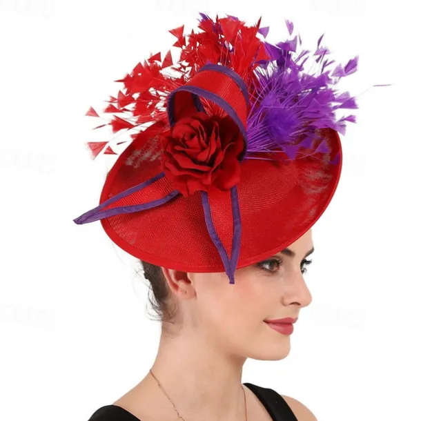 Fascinators Sinamay Wedding Kentucky Derby Cocktail Retro Bridal With Feather Floral Headpiece Headwear