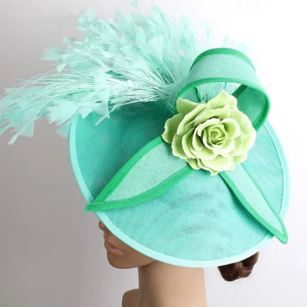 Fascinators Sinamay Wedding Kentucky Derby Cocktail Retro Bridal With Feather Floral Headpiece Headwear