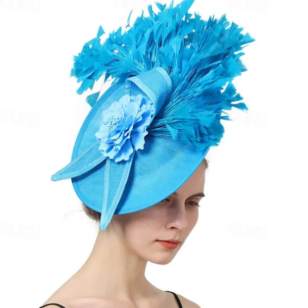 Fascinators Sinamay Wedding Kentucky Derby Cocktail Retro Bridal With Feather Floral Headpiece Headwear
