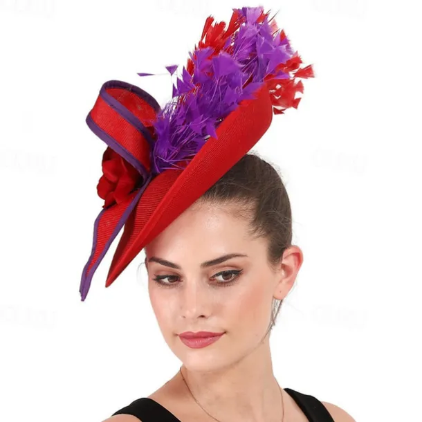 Fascinators Sinamay Wedding Kentucky Derby Cocktail Retro Bridal With Feather Floral Headpiece Headwear