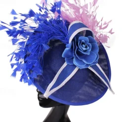 Fascinators Sinamay Wedding Kentucky Derby Cocktail Retro Bridal With Feather Floral Headpiece Headwear