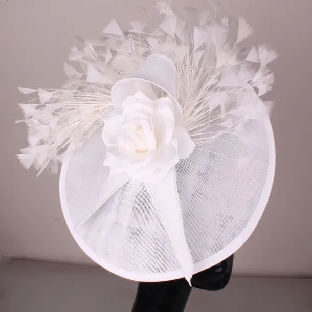 Fascinators Sinamay Wedding Kentucky Derby Cocktail Retro Bridal With Feather Floral Headpiece Headwear