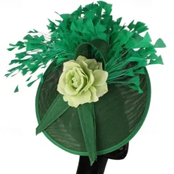 Fascinators Sinamay Wedding Kentucky Derby Cocktail Retro Bridal With Feather Floral Headpiece Headwear