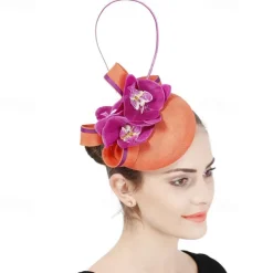 Fascinators Sinamay Wedding Tea Party Kentucky Derby Horse Race Ladies Day Vintage Fashion Handmade With Floral Headpiece Headwear