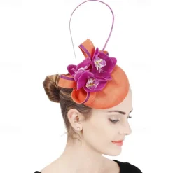 Fascinators Sinamay Wedding Tea Party Kentucky Derby Horse Race Ladies Day Vintage Fashion Handmade With Floral Headpiece Headwear