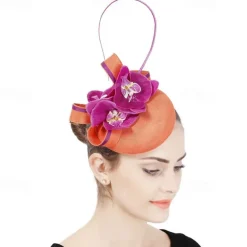 Fascinators Sinamay Wedding Tea Party Kentucky Derby Horse Race Ladies Day Vintage Fashion Handmade With Floral Headpiece Headwear