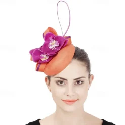 Fascinators Sinamay Wedding Tea Party Kentucky Derby Horse Race Ladies Day Vintage Fashion Handmade With Floral Headpiece Headwear