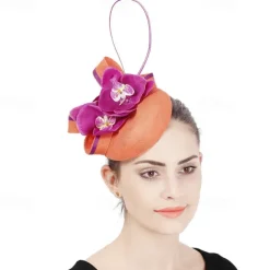 Fascinators Sinamay Wedding Tea Party Kentucky Derby Horse Race Ladies Day Vintage Fashion Handmade With Floral Headpiece Headwear