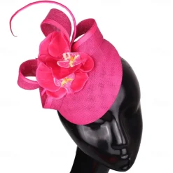 Fascinators Sinamay Wedding Tea Party Kentucky Derby Horse Race Ladies Day Vintage Fashion Handmade With Floral Headpiece Headwear