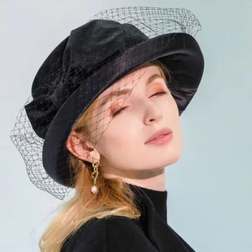 Fashion Elegant Velvet Fascinators / Hats with Bowknot / Satin Bowknot / Tulle 1PC Special Occasion / Party / Evening / Ladies Day Headpiece