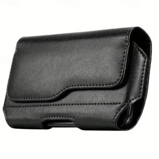 Fashion Men's Horizontal Leather Belt Case Holster Pouch Sleeve Phone Holder Bum Bag Male Casual Travel Outdoor Waist Pack Bag