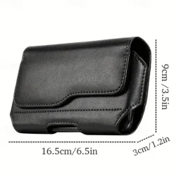 Fashion Men's Horizontal Leather Belt Case Holster Pouch Sleeve Phone Holder Bum Bag Male Casual Travel Outdoor Waist Pack Bag
