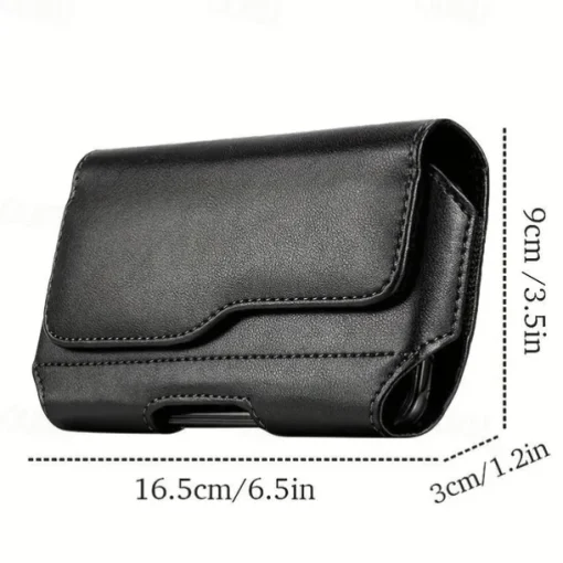 Fashion Men's Horizontal Leather Belt Case Holster Pouch Sleeve Phone Holder Bum Bag Male Casual Travel Outdoor Waist Pack Bag