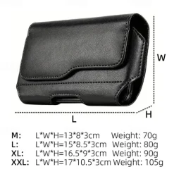 Fashion Men's Horizontal Leather Belt Case Holster Pouch Sleeve Phone Holder Bum Bag Male Casual Travel Outdoor Waist Pack Bag