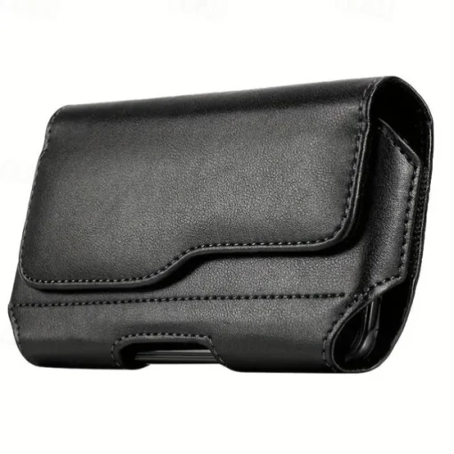 Fashion Men's Horizontal Leather Belt Case Holster Pouch Sleeve Phone Holder Bum Bag Male Casual Travel Outdoor Waist Pack Bag