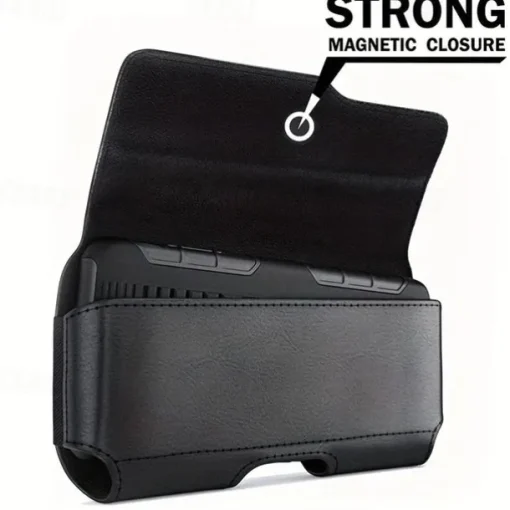 Fashion Men's Horizontal Leather Belt Case Holster Pouch Sleeve Phone Holder Bum Bag Male Casual Travel Outdoor Waist Pack Bag