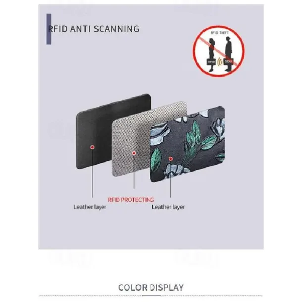 Fashion RFID Women Card Holder Split Leather Double Zipper Card Case Large Capacity 3D Flower Printed Lady Women Wallets Purse