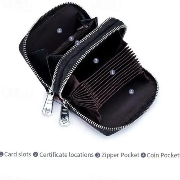 Fashion RFID Women Card Holder Split Leather Double Zipper Card Case Large Capacity 3D Flower Printed Lady Women Wallets Purse