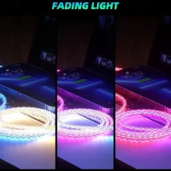 Fast Charging RGB Cable 100W Breathing Light 66W Type C USB C Data Cable for iPhone Samsung Android Micro 30W Quick Charge Cable