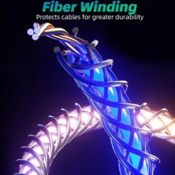 Fast Charging RGB Cable 100W Breathing Light 66W Type C USB C Data Cable for iPhone Samsung Android Micro 30W Quick Charge Cable