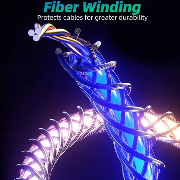 Fast Charging RGB Cable 100W Breathing Light 66W Type C USB C Data Cable for iPhone Samsung Android Micro 30W Quick Charge Cable