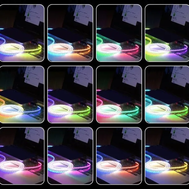 Fast Charging RGB Cable 100W Breathing Light 66W Type C USB C Data Cable for iPhone Samsung Android Micro 30W Quick Charge Cable