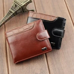 Fathers Day Gifts for Dad Men's Crocodile Style PU Leather Wallet With Zipper Multi Card Slots