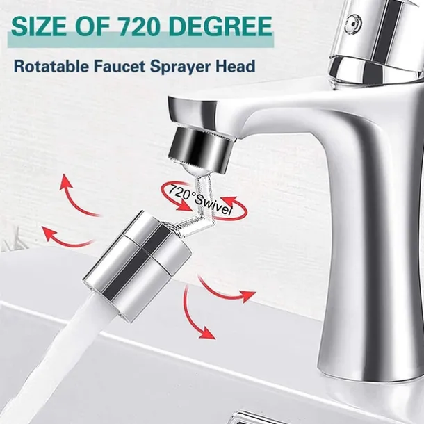 Faucet Extender Aerator 720° Swivel, Universal Splash Kitchen Tap Filter Bathroom Basin Faucet Spray Head Washroom, Water Saving Nozzle Sprayer Attachment