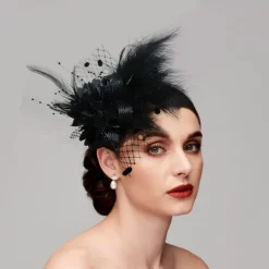 Feather / Net Fascinators / Headwear with Floral 1PC Fall Wedding / Special Occasion / Ladies Day Headpiece dress to impress Fascinators Race Day Dress