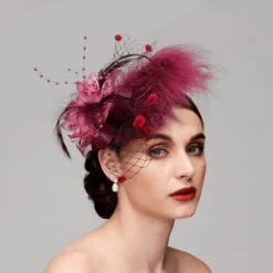 Feather / Net Fascinators / Headwear with Floral 1PC Fall Wedding / Special Occasion / Ladies Day Headpiece dress to impress Fascinators Race Day Dress