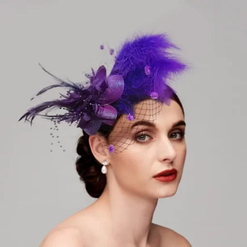 Feather / Net Fascinators / Headwear with Floral 1PC Fall Wedding / Special Occasion / Ladies Day Headpiece dress to impress Fascinators Race Day Dress