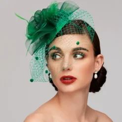 Feather / Net Fascinators Kentucky Derby Hat / Headpiece with Feather / Floral / Flower 1PC Wedding / Special Occasion / Horse Race Headpiece