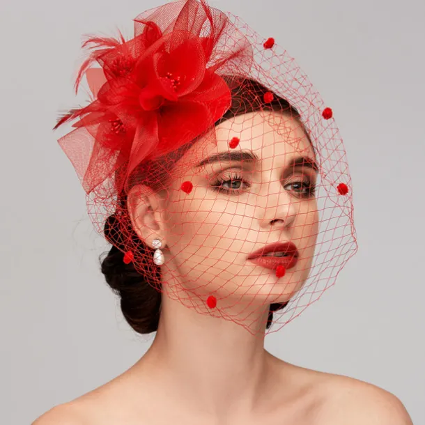 Feather / Net Fascinators Kentucky Derby Hat / Headpiece with Feather / Floral / Flower 1PC Wedding / Special Occasion / Horse Race Headpiece