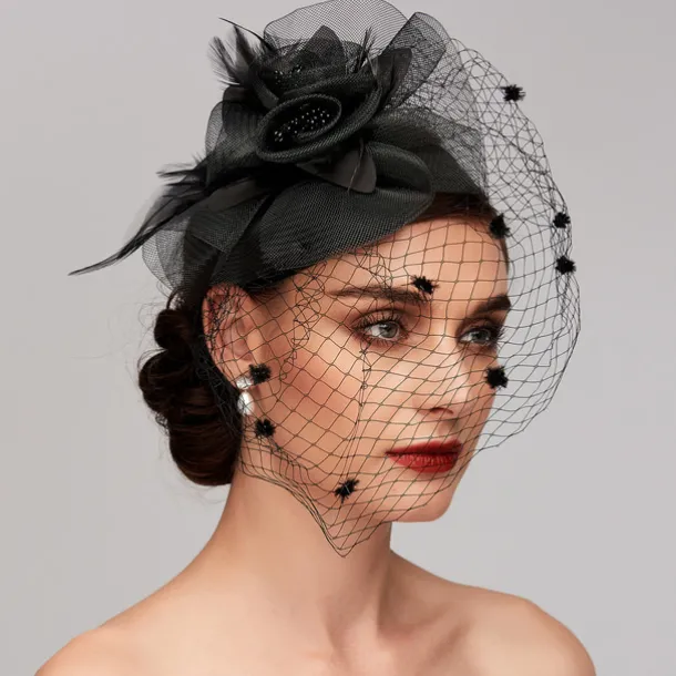 Feather / Net Fascinators Kentucky Derby Hat / Headpiece with Feather / Floral / Flower 1PC Wedding / Special Occasion / Horse Race Headpiece
