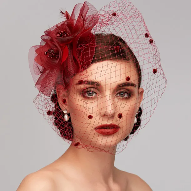 Feather / Net Fascinators Kentucky Derby Hat / Headpiece with Feather / Floral / Flower 1PC Wedding / Special Occasion / Horse Race Headpiece