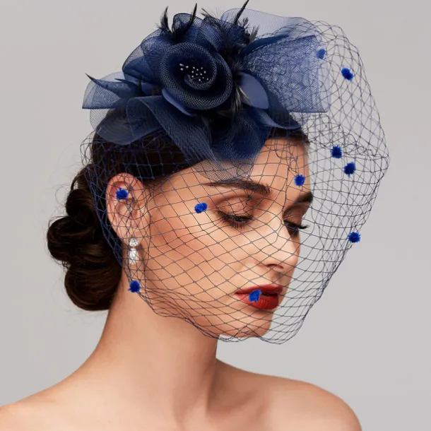 Feather / Net Fascinators Kentucky Derby Hat / Headpiece with Feather / Floral / Flower 1PC Wedding / Special Occasion / Horse Race Headpiece