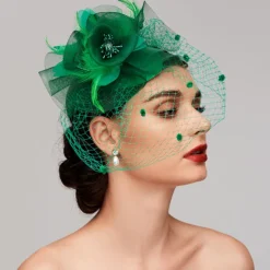 Feather / Net Fascinators Kentucky Derby Hat / Headpiece with Feather / Floral / Flower 1PC Wedding / Special Occasion / Horse Race Headpiece