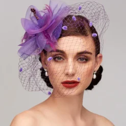 Feather / Net Fascinators Kentucky Derby Hat / Headpiece with Feather / Floral / Flower 1PC Wedding / Special Occasion / Horse Race Headpiece