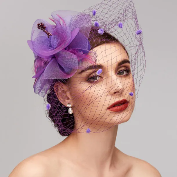 Feather / Net Fascinators Kentucky Derby Hat / Headpiece with Feather / Floral / Flower 1PC Wedding / Special Occasion / Horse Race Headpiece
