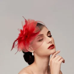 Feathers / Net Fascinators Kentucky Derby Hat/ Headpiece with Feather / Cap / Flower 1 PC Wedding / Horse Race / Ladies Day Headpiece
