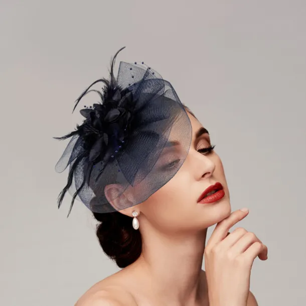 Feathers / Net Fascinators Kentucky Derby Hat/ Headpiece with Feather / Cap / Flower 1 PC Wedding / Horse Race / Ladies Day Headpiece