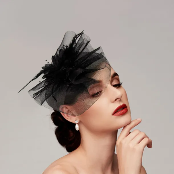 Feathers / Net Fascinators Kentucky Derby Hat/ Headpiece with Feather / Cap / Flower 1 PC Wedding / Horse Race / Ladies Day Headpiece