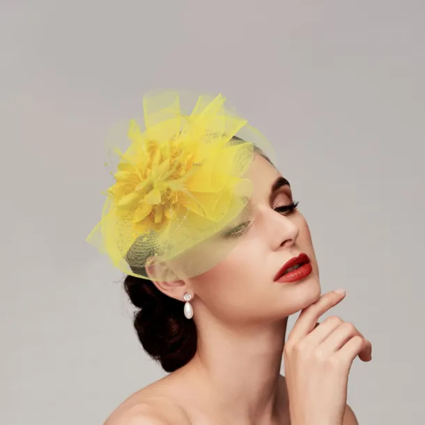 Feathers / Net Fascinators Kentucky Derby Hat/ Headpiece with Feather / Cap / Flower 1 PC Wedding / Horse Race / Ladies Day Headpiece