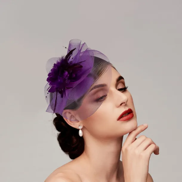 Feathers / Net Fascinators Kentucky Derby Hat/ Headpiece with Feather / Cap / Flower 1 PC Wedding / Horse Race / Ladies Day Headpiece