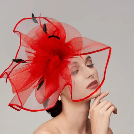 Feathers / Net Fascinators / Hats / Headpiece with Feather / Cap / Flower 1 PC Wedding / Horse Race / Melbourne Cup Headpiece dress to impress Race Day Dress