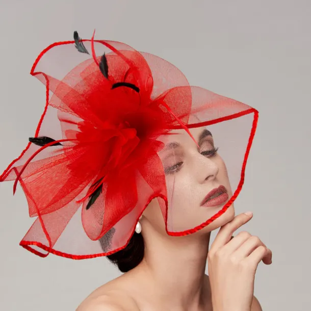 Feathers / Net Fascinators / Hats / Headpiece with Feather / Cap / Flower 1 PC Wedding / Horse Race / Melbourne Cup Headpiece dress to impress Race Day Dress