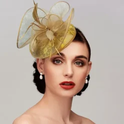 Feathers / Net Fascinators Kentucky Derby Hat/ Headpiece with Feather / Cap / Flower 1 PC Wedding / Horse Race / Ladies Day Headpiece