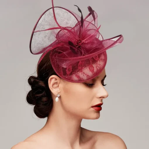 Feathers / Net Fascinators Kentucky Derby Hat/ Headpiece with Feather / Cap / Flower 1 PC Wedding / Horse Race / Ladies Day Headpiece