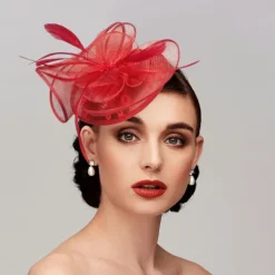 Feathers / Net Fascinators Kentucky Derby Hat/ Headpiece with Feather / Cap / Flower 1 PC Wedding / Horse Race / Ladies Day Headpiece
